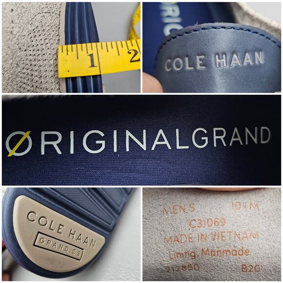 Tan Knit Oxfords Cole Haan StitchLite Size 10.5 Original Grand Wingtip Sneakers - Picture 1 of 13